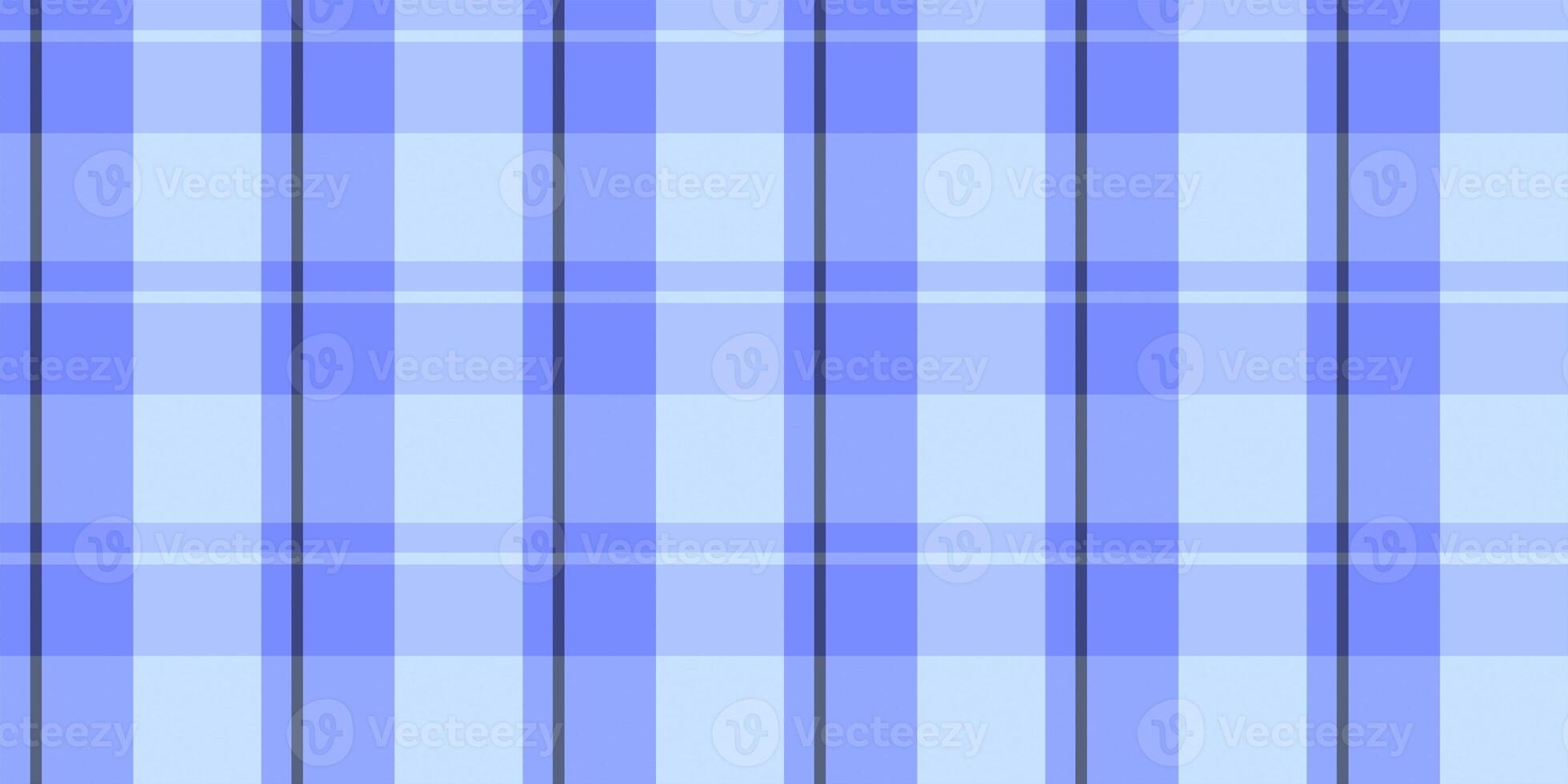 Blue checkered material backdrop. Woolen cotton wear textile background. Seamless flannel texture. Fustian clothes fabric surface pattern. photo