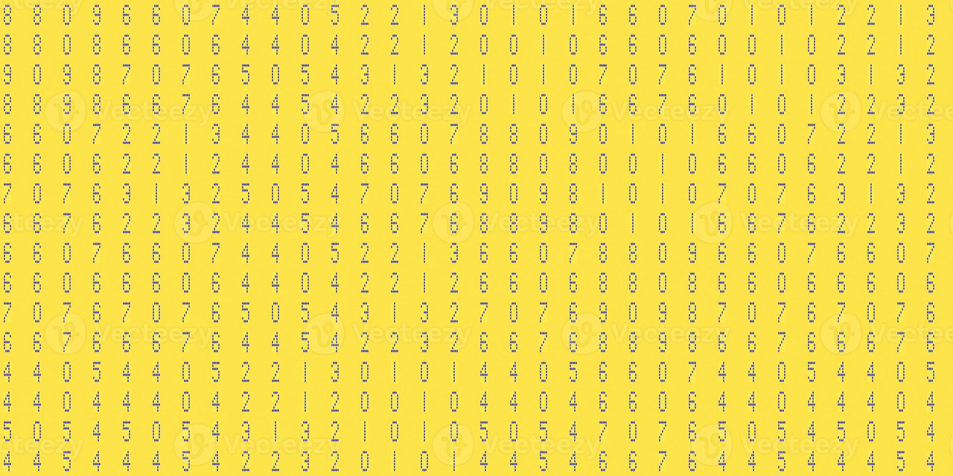 Yellow blue numeric binary creative surface. Numeral tech design backdrop. Abstract display digit pattern. Electronic Numbers Background. Cyberspace texture. photo