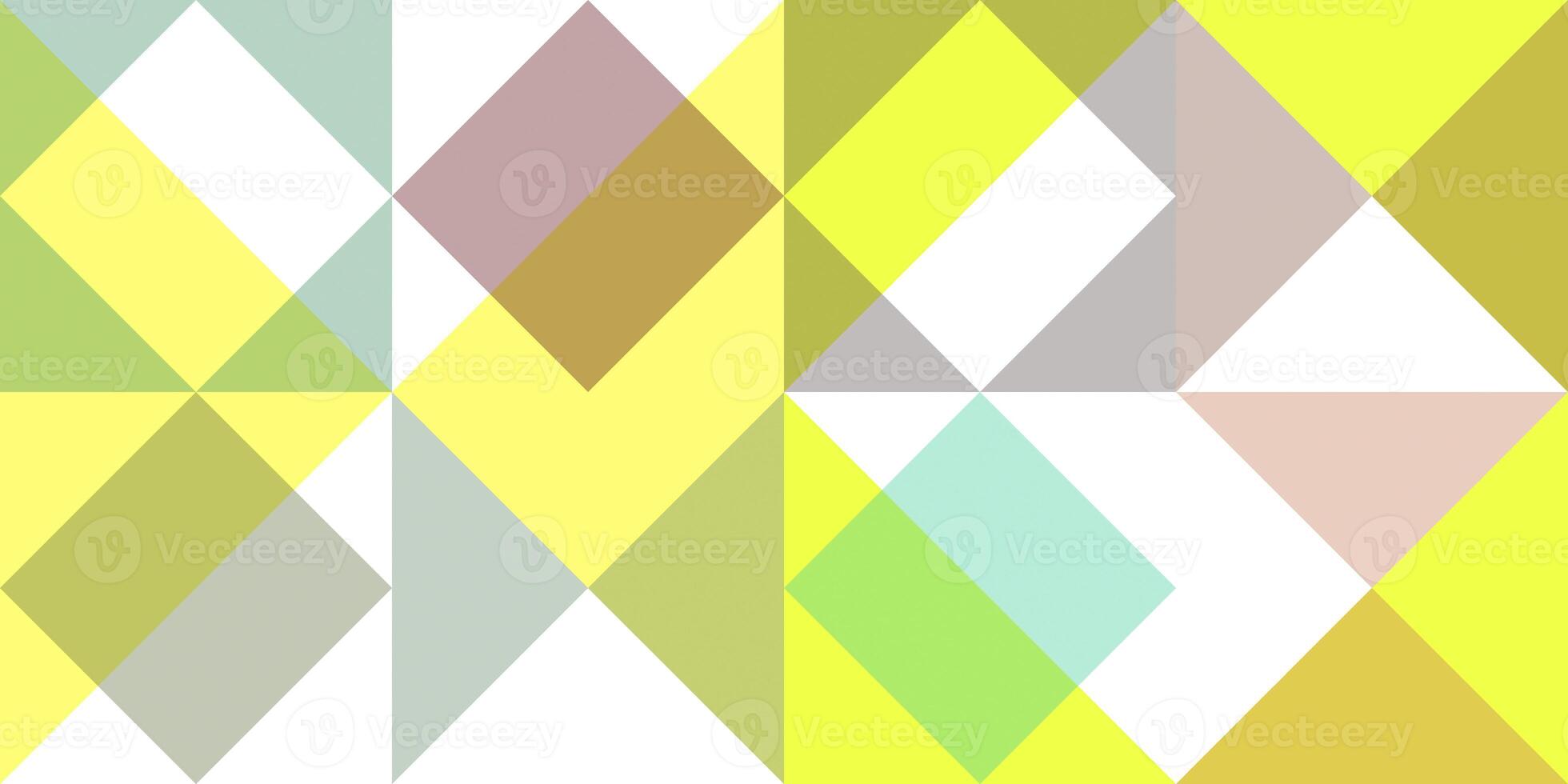 Geometric background pattern. Yellow scarlet brown mint green. Seamless different flat even color shapes minimal design. photo
