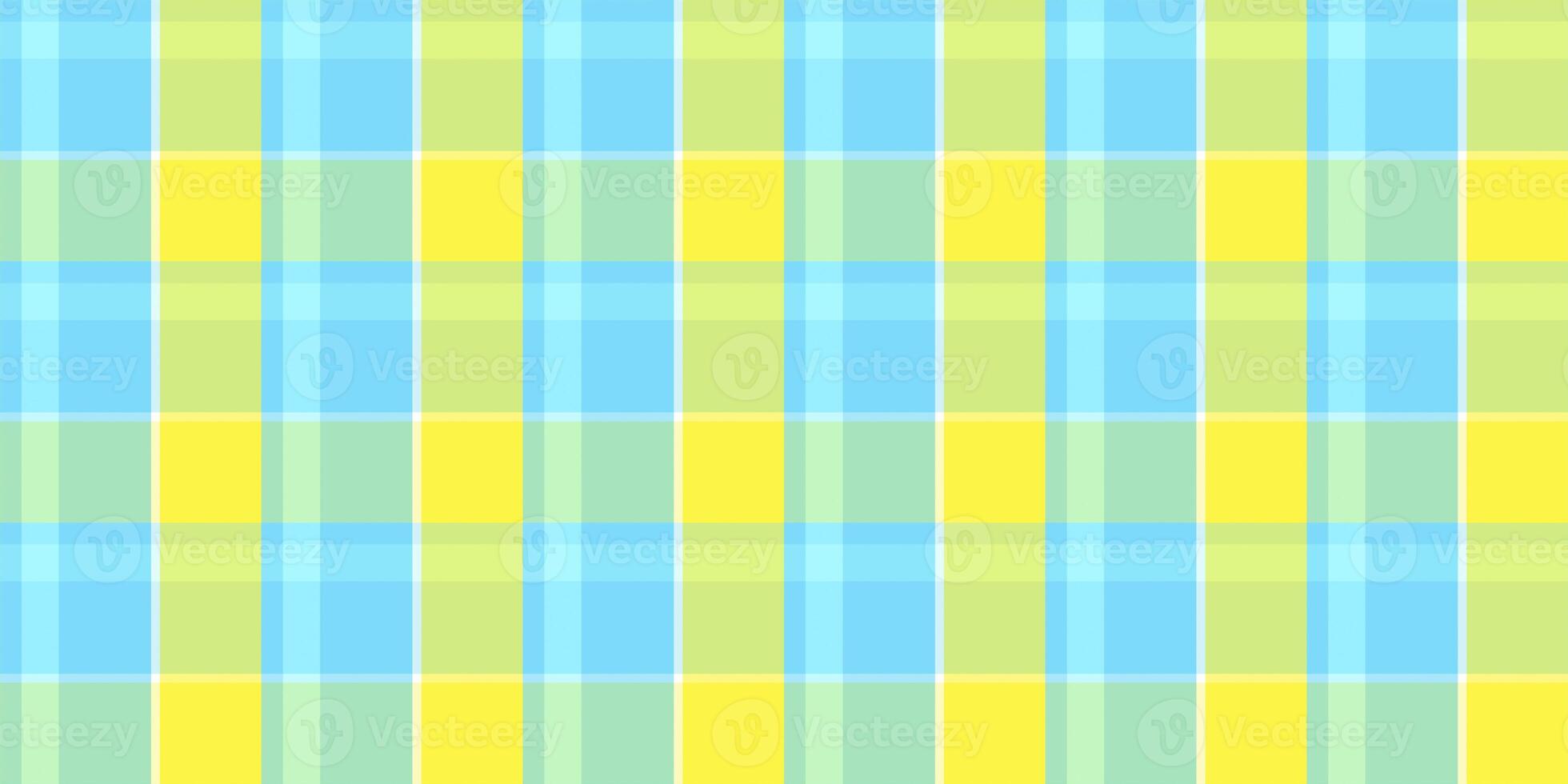 Blue yellow seamless flannel texture. Fustian clothes fabric surface pattern. Checkered material backdrop. Woolen cotton wear textile background. photo