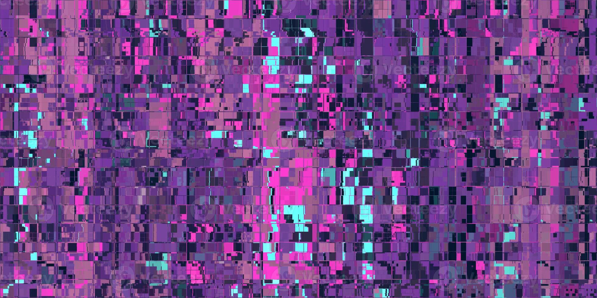 Purple Lilac Tiling Wet Fluted Metal Fencing Colorful Noise Background. Glitch Art Backdrop. Distorted Geometric Surface. Abstract grunge pattern. Distortion Screen Texture. photo