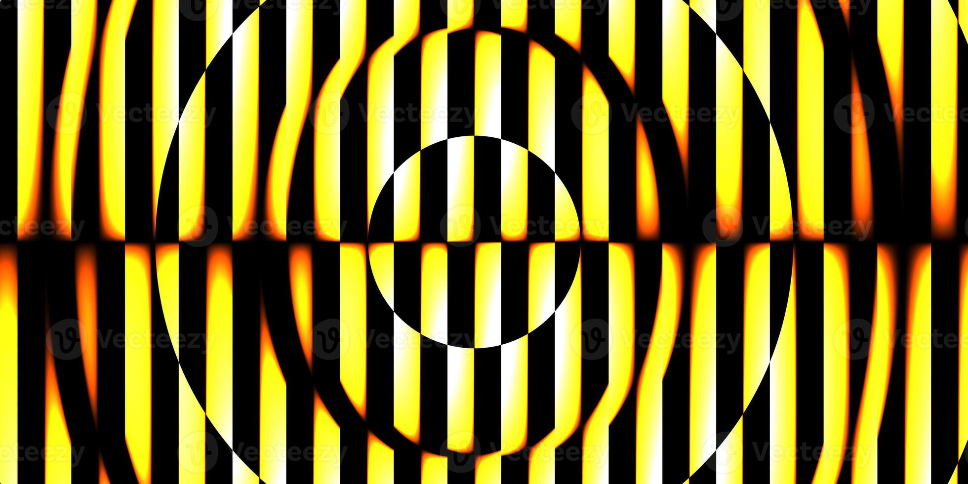 Yellow black striped circles spotlight glass art texture. Projector lens background creative. Searchlight screen optical. Lamp flare glow. Fresnel lens pattern. photo