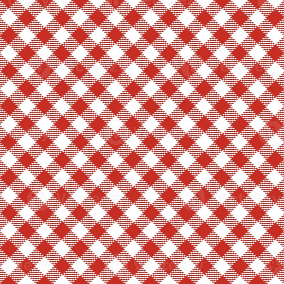Gingham Pattern. Seamless dark red white colorful diagonal checkered pattern. Good for plaid, tablecloths, clothes, dresses, paper, bed linen. photo