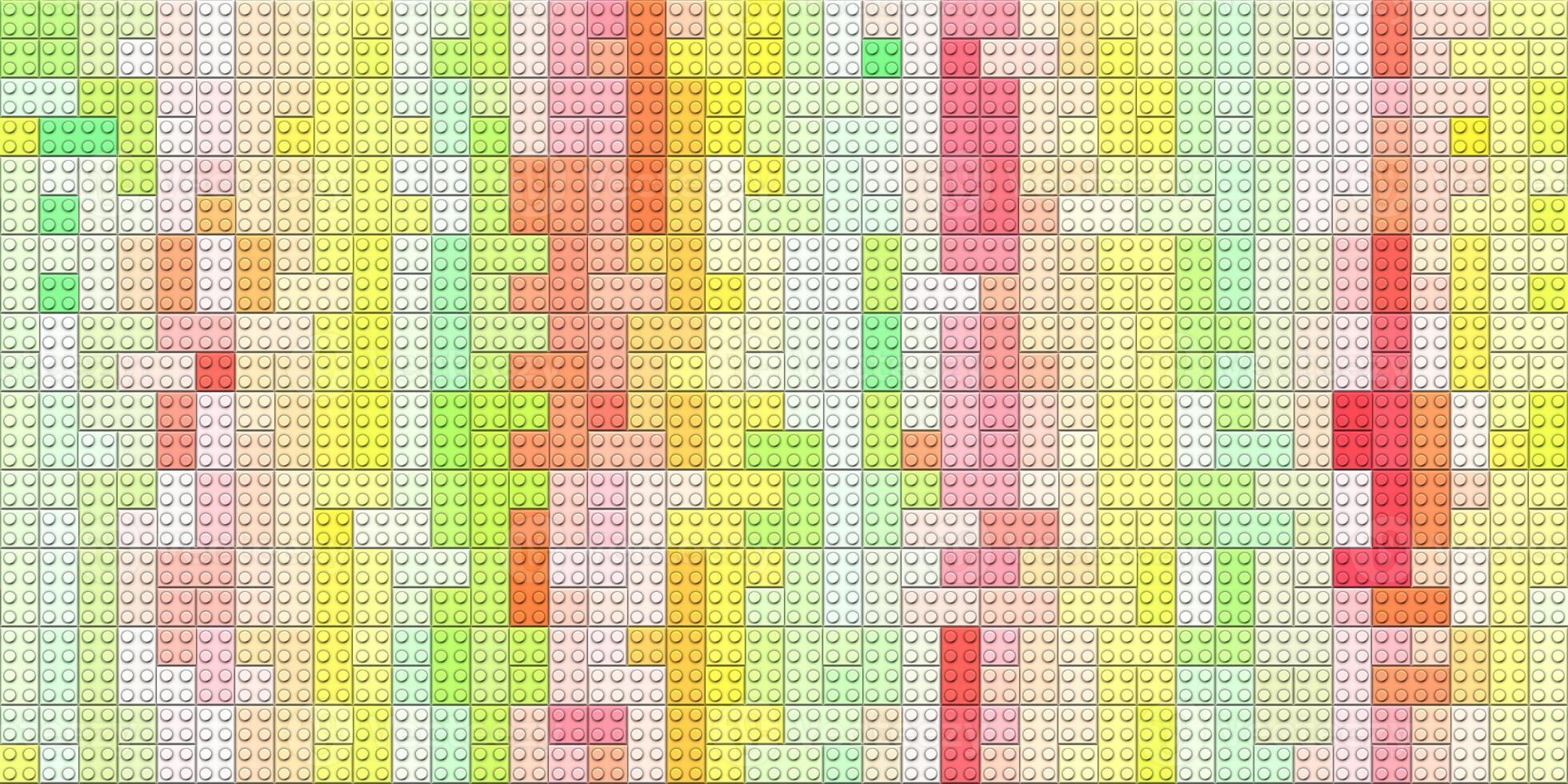 Yellow pink white colored plastic pieces backdrop. Colorful brick block toys pattern. Happy creative child puzzle surface design. Plastic building blocks background. Toy bricks texture. Like Lego. photo