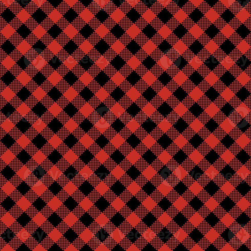 Gingham Pattern. Seamless dark red black two-color diagonal check pattern. Good for shirts, blouses, dresses. photo