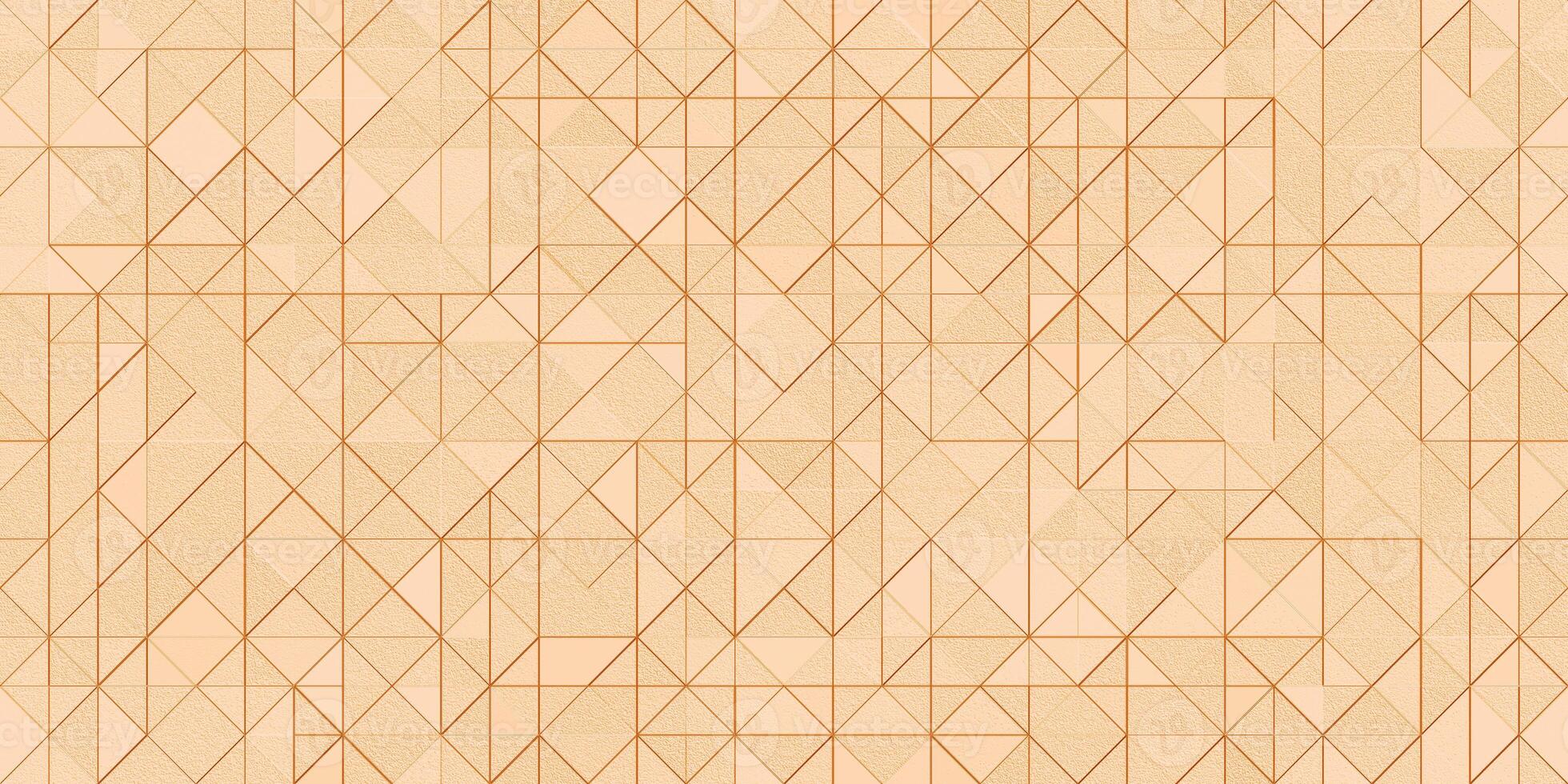 Golden Metallic Triangles Surface. Seamless Gold Pattern. photo