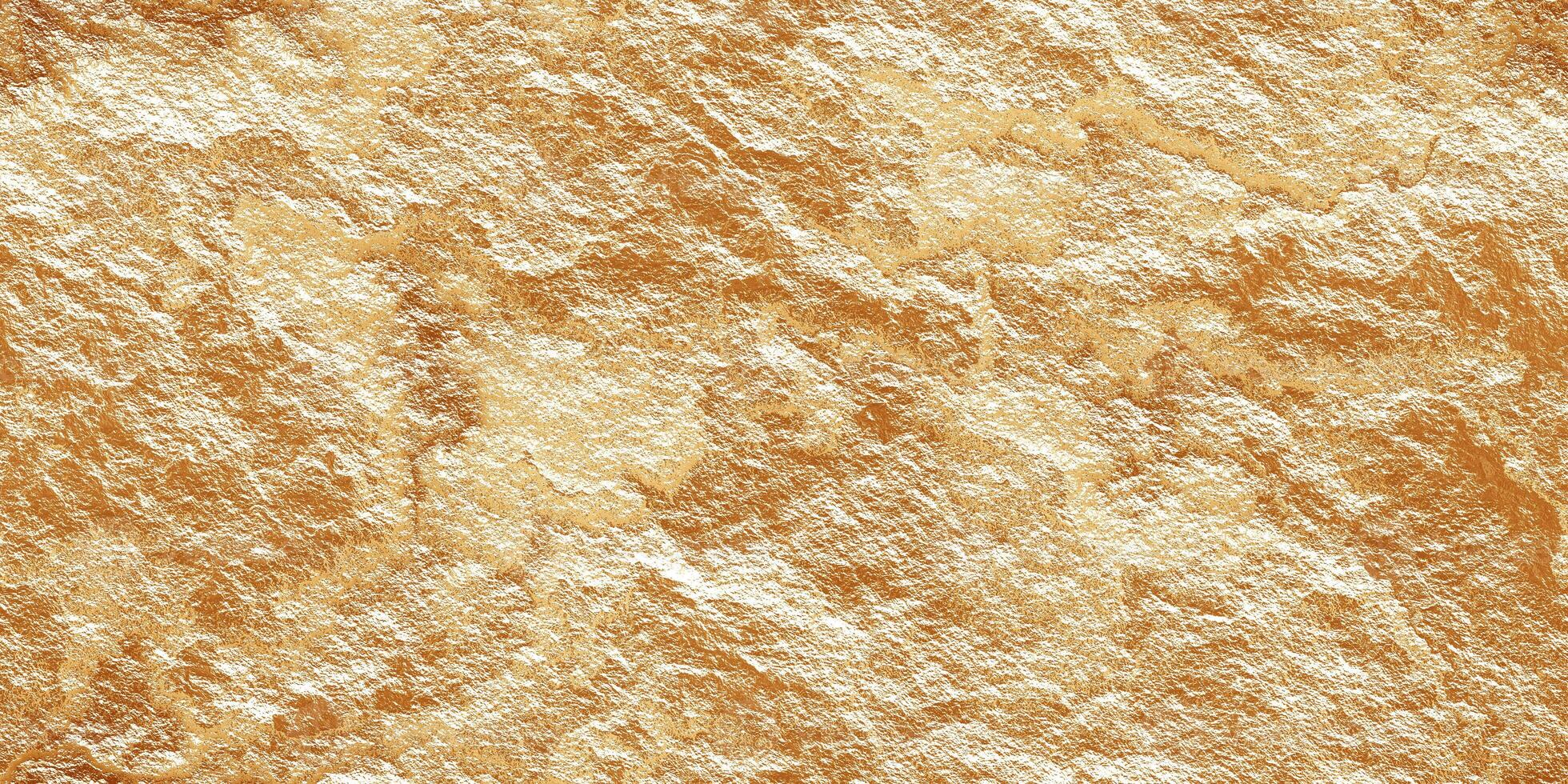 Golden Metallic Ore Surface. Seamless Gold Rock Pattern. photo