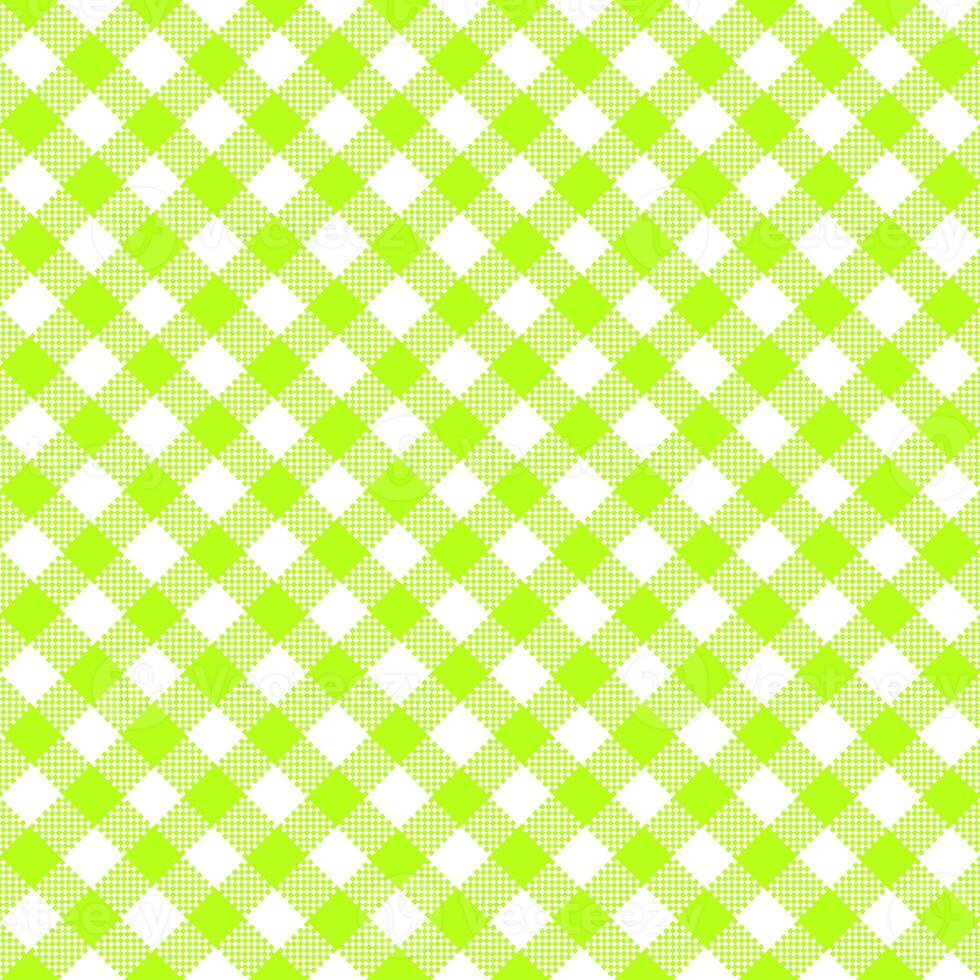 Gingham Pattern. Seamless green yellow white two-color diagonal check pattern. Good for shirts, blouses, dresses. photo