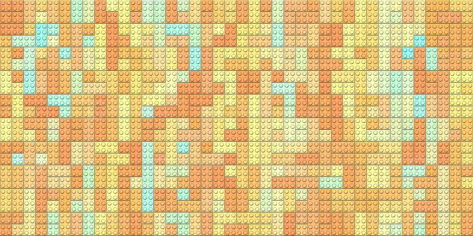 Orange beige blue happy creative child puzzle surface design. Plastic building blocks background. Toy bricks texture. Colored plastic pieces backdrop. Colorful brick block toys pattern. Like Lego. photo