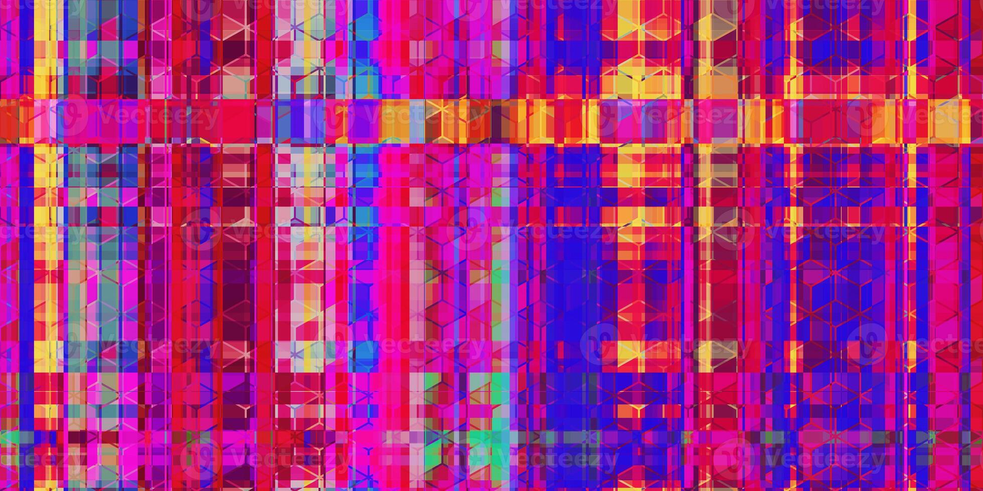 Pink Cube Outline Labyrinth Abstract Grunge Pattern. Distortion Screen Texture. Colorful Noise Background. Glitch Art Backdrop. Distorted Geometric Surface. photo