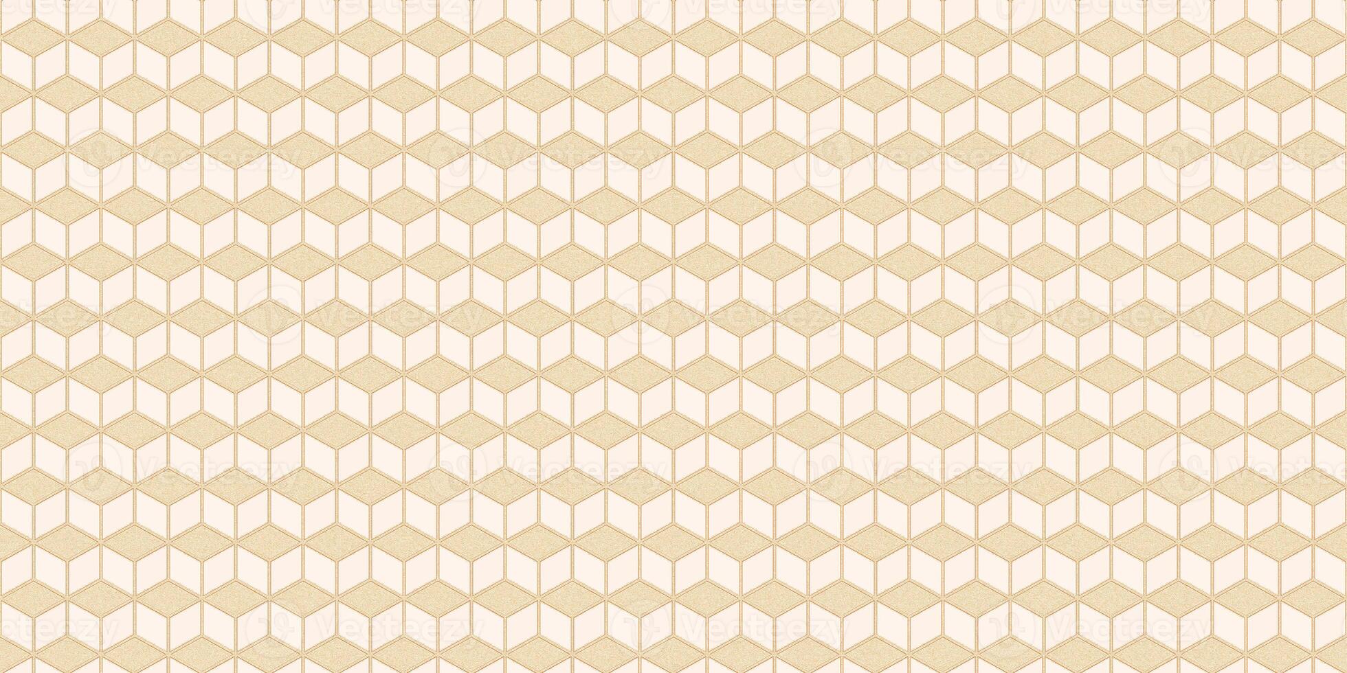 Golden Metallic Cubes Surface. Seamless Gold Pattern. photo
