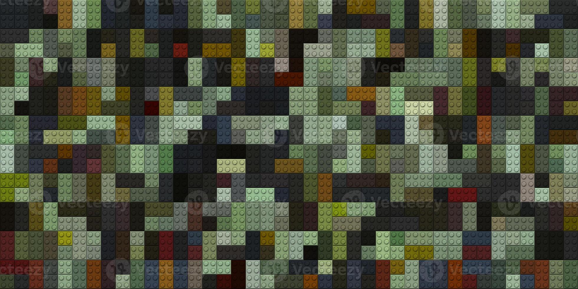 Brown grey black plastic building blocks background. Toy bricks texture. Colored plastic pieces backdrop. Colorful brick block toys pattern. Happy creative child puzzle surface design. Like Lego. photo