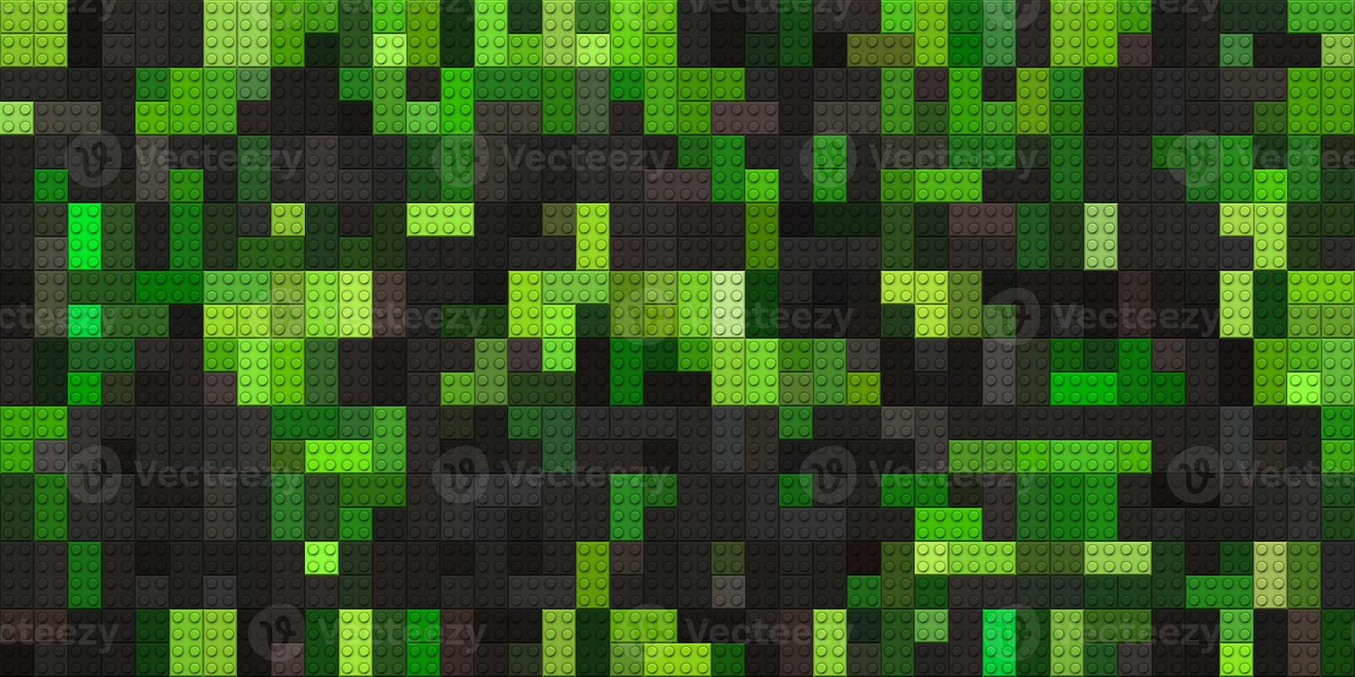 Green black grey happy creative child puzzle surface design. Plastic building blocks background. Toy bricks texture. Colored plastic pieces backdrop. Colorful brick block toys pattern. Like Lego. photo