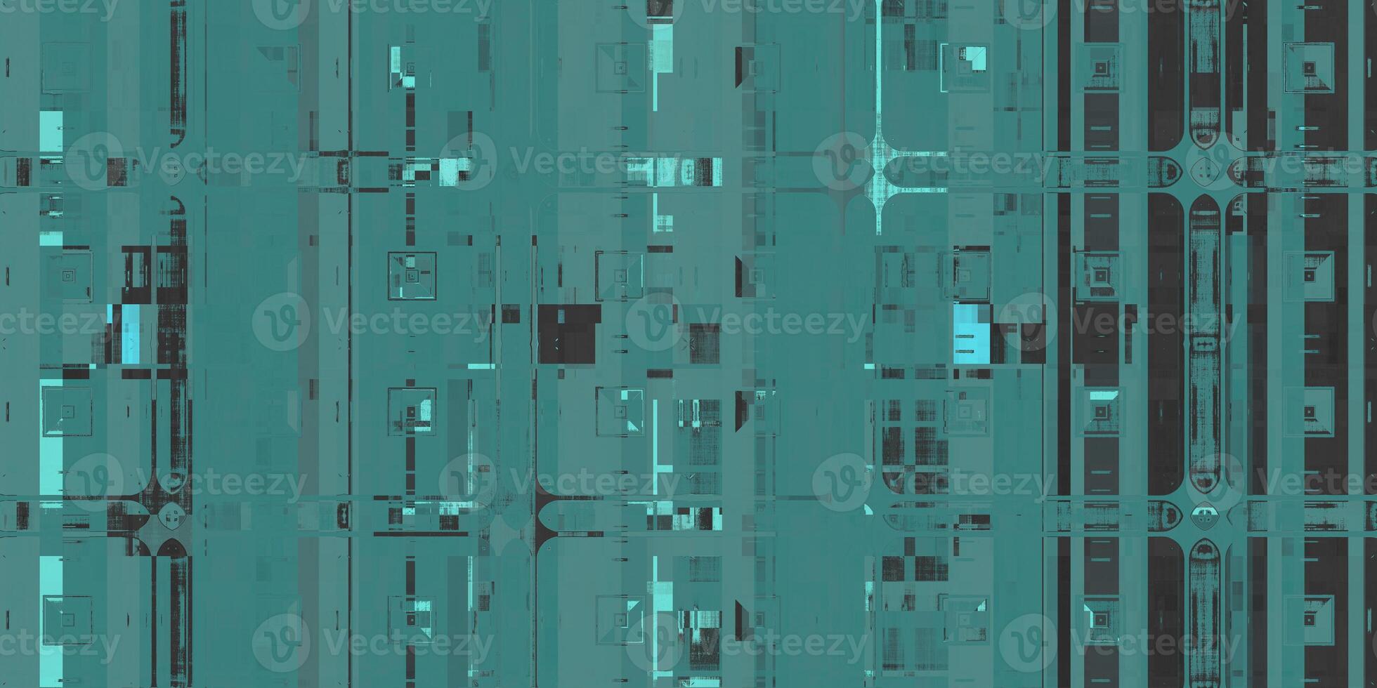 Dark Green Geometrical Abstract Grunge Pattern. Distortion Screen Texture. Colorful Noise Background. Glitch Art Backdrop. Distorted Geometric Surface. photo