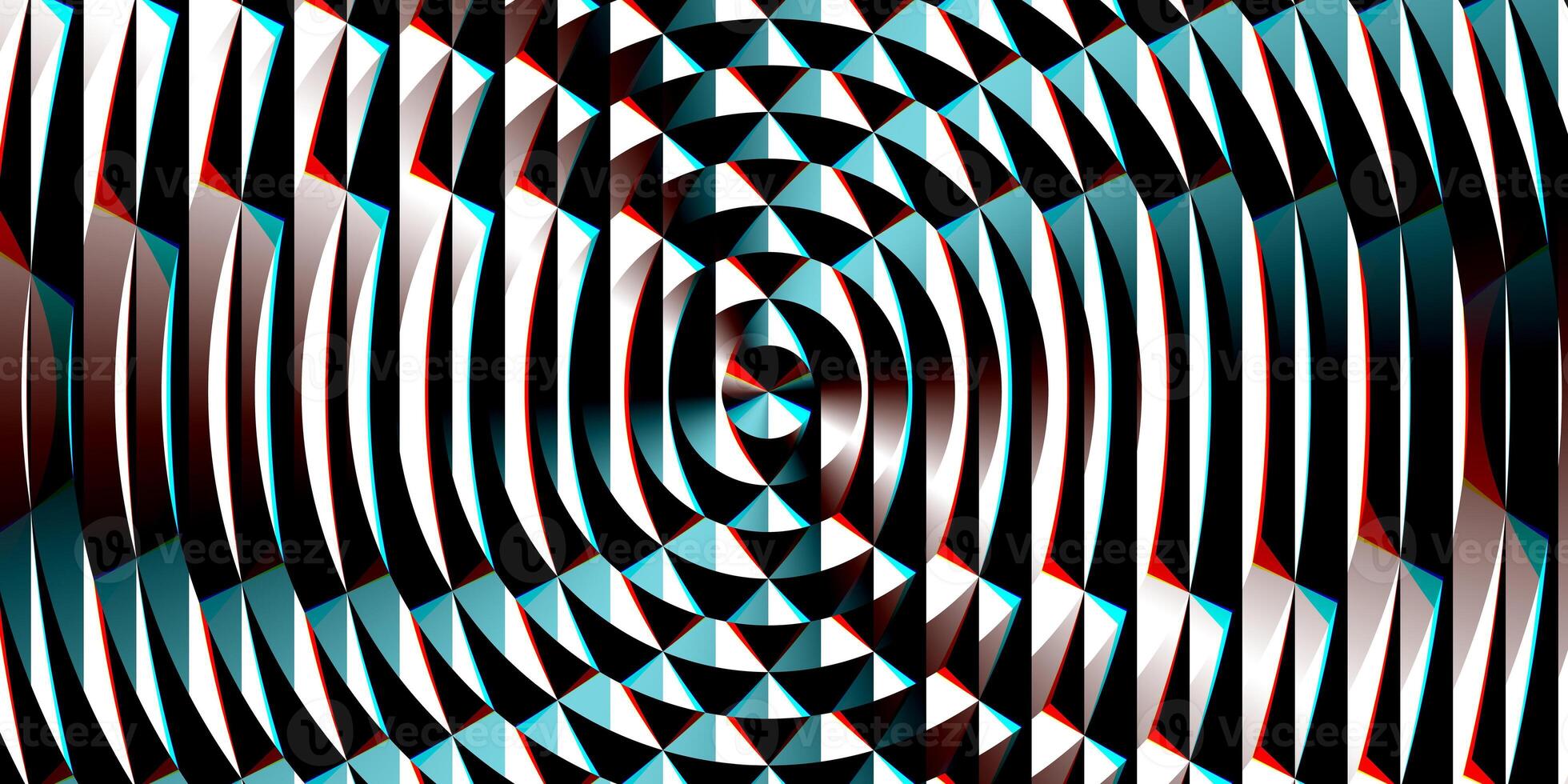 Red blue lamp flare glow. Fresnel lens pattern. Spotlight glass art texture. Projector lens background creative. Searchlight striped circles screen optical. photo