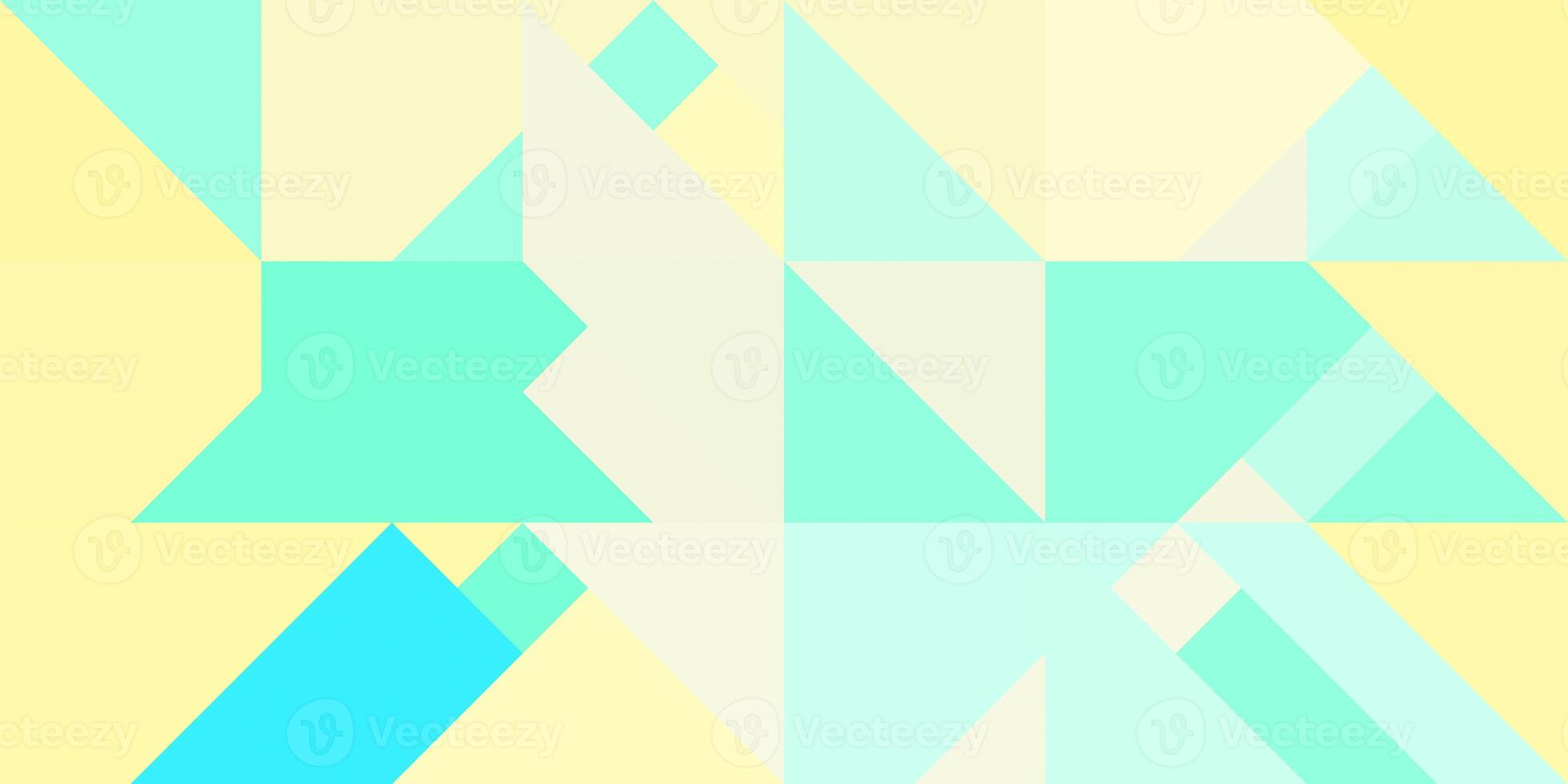 Geometric background pattern. Summer yellow sundance turquoise green blue. Seamless different normal shapes colored geometric minimal design. photo