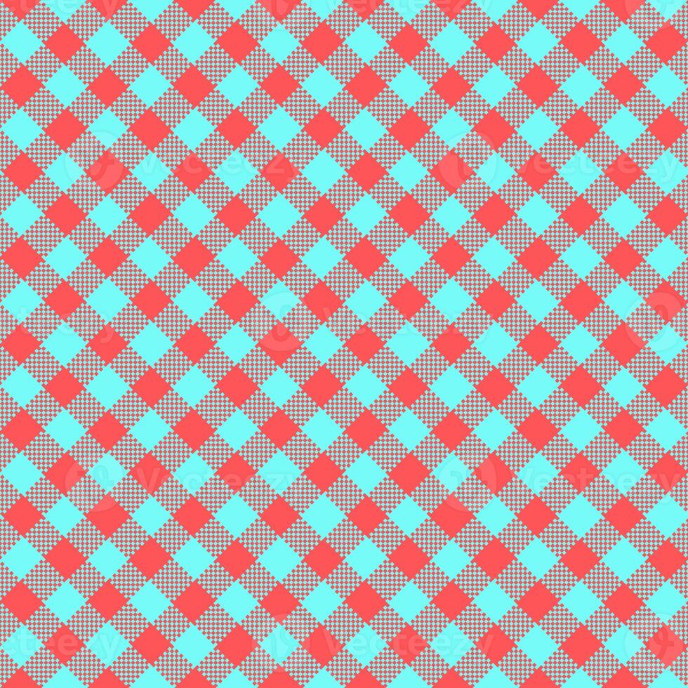 Gingham Pattern. Seamless red light blue two-color diagonal check pattern. Good for shirts, blouses, dresses. photo