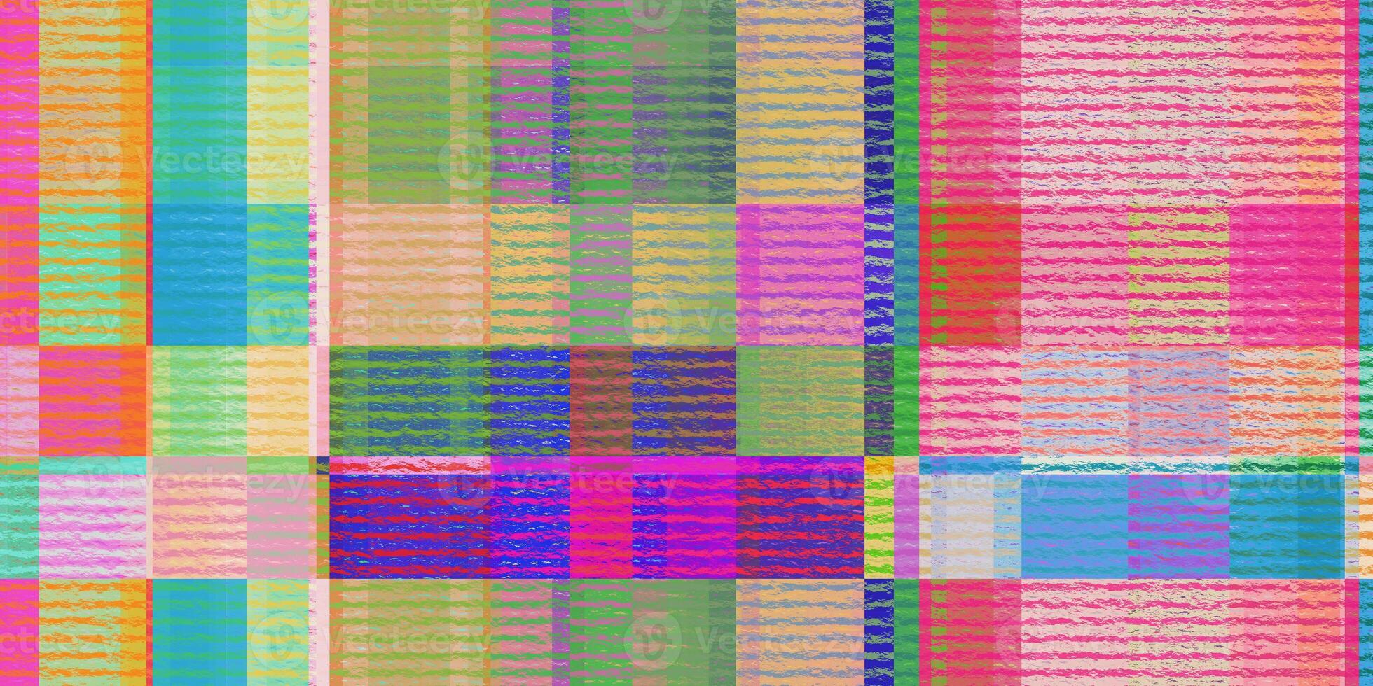 Multicolor Cold Pressed Glitch Art Backdrop. Distorted Geometric Surface. Abstract grunge pattern. Distortion Screen Texture. Colorful Noise Background. photo