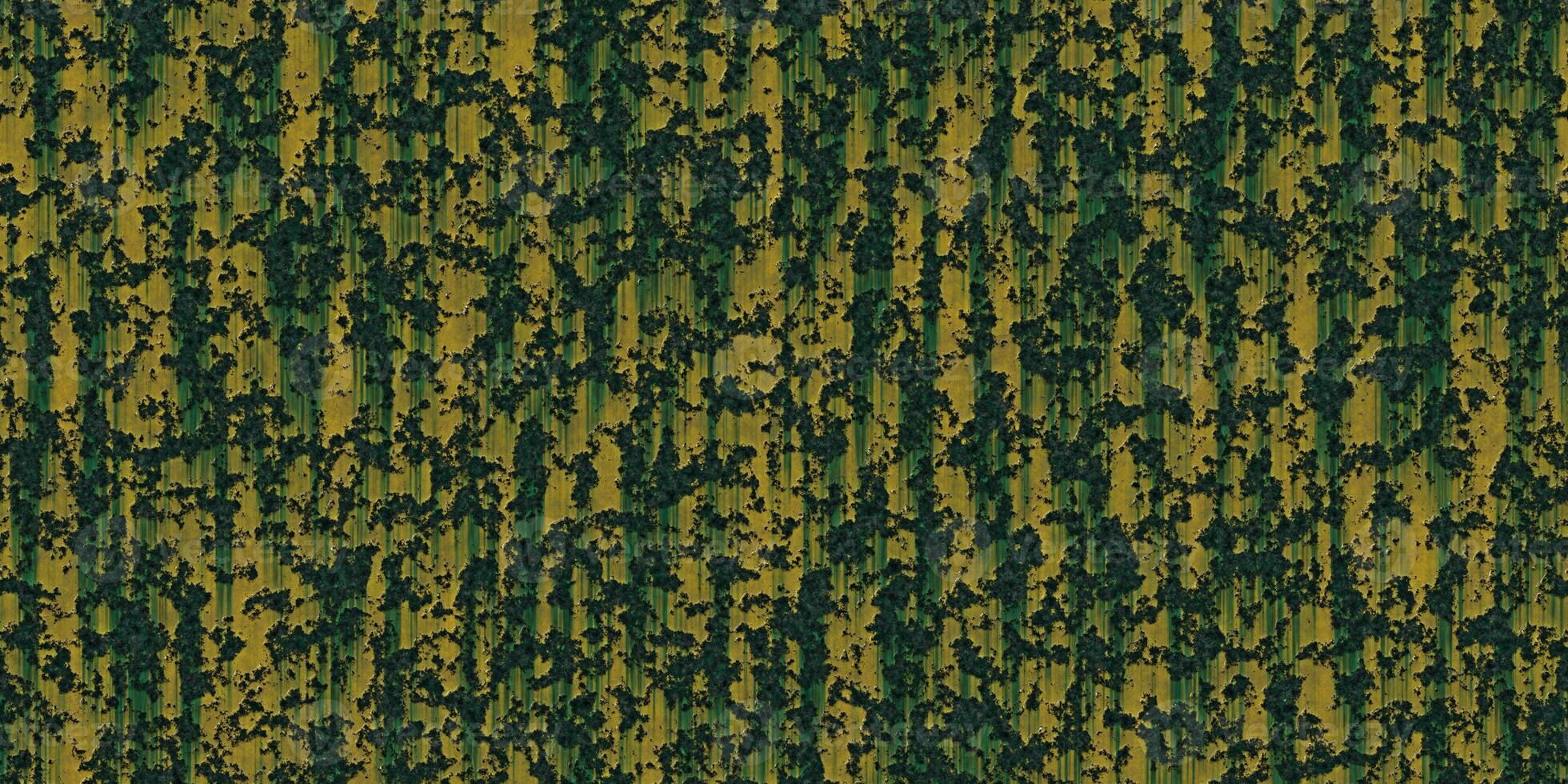 Dirty green corroded colored dirty steel sheet. Metal colorful rust texture. Grunge color metallic background. Painted rusty wall backdrop. photo