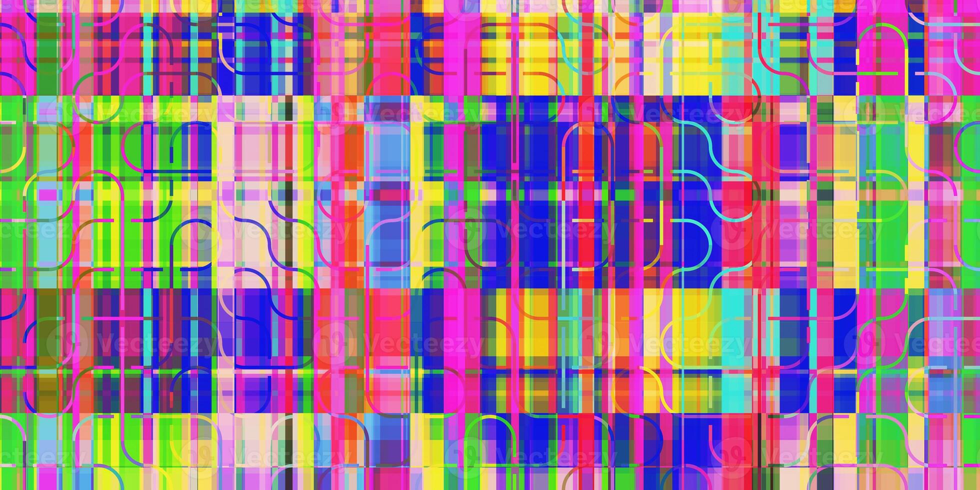 Multicolor Swirl Lines Distorted Geometric Surface. Abstract grunge pattern. Distortion Screen Texture. Colorful Noise Background. Glitch Art Backdrop. photo