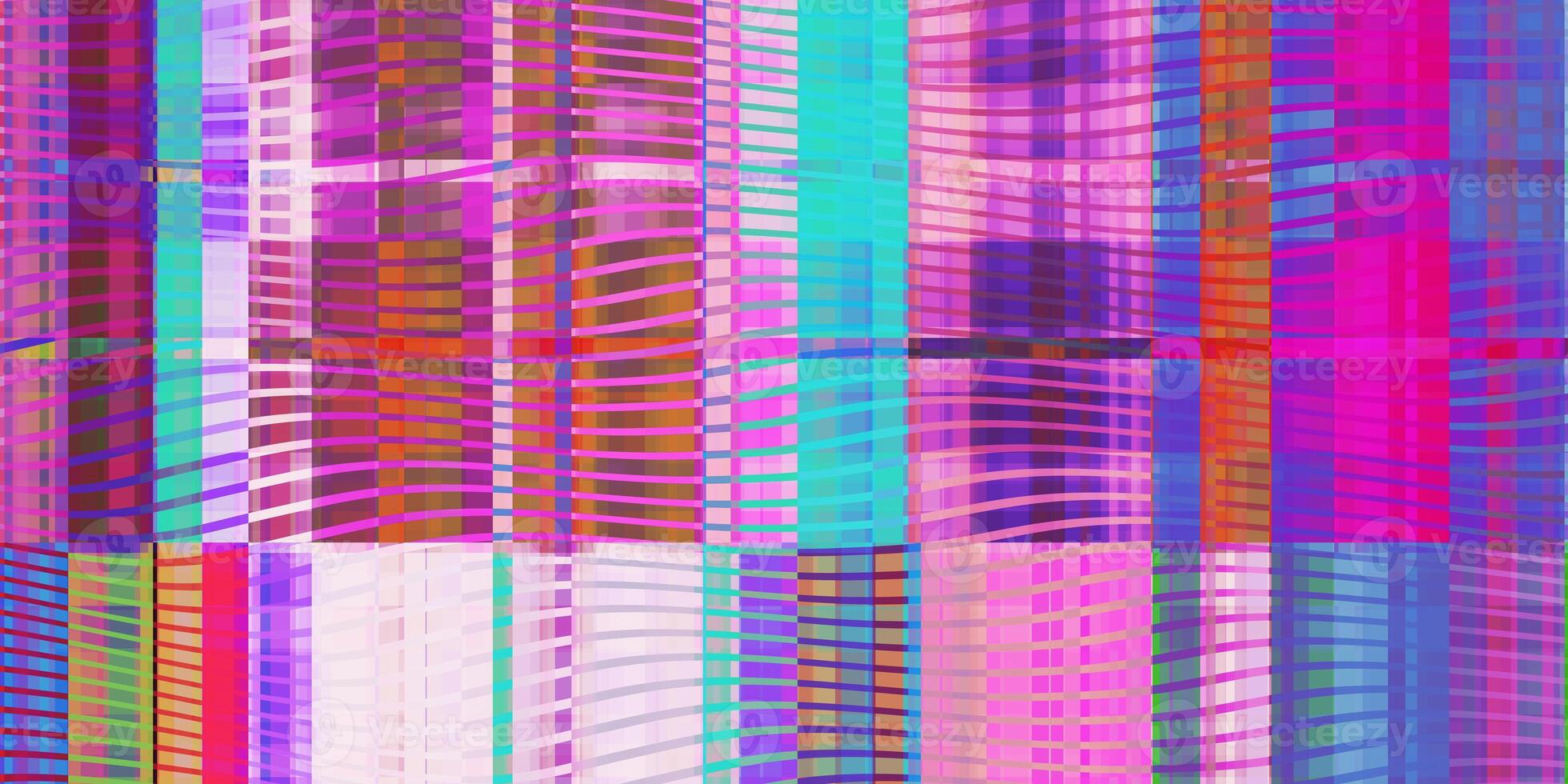 Purple Lilac Blue Hypnotic Waves Glitch Art Backdrop. Distorted Geometric Surface. Abstract grunge pattern. Distortion Screen Texture. Colorful Noise Background. photo