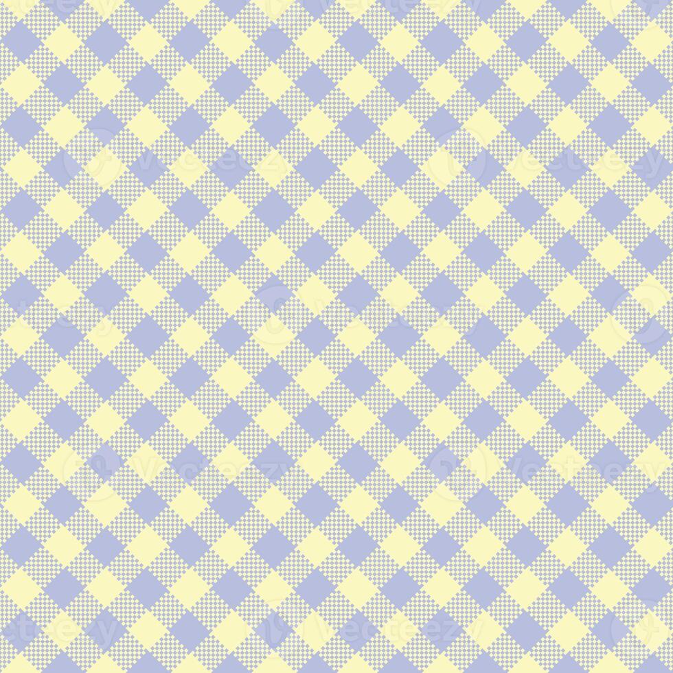 Gingham Pattern. Seamless lemon chiffon light steel blue colorful diagonal checkered pattern. Good for plaid, tablecloths, clothes, dresses, paper, bed linen. photo
