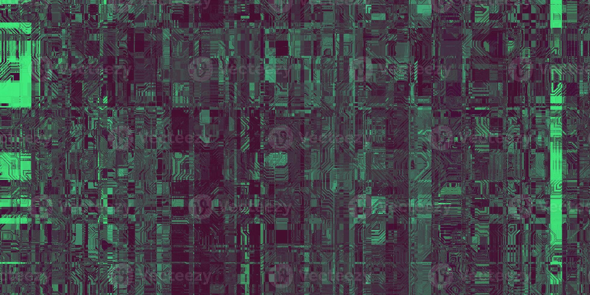 Dark Green Hi-tech Micro Scheme Distortion Screen Texture. Colorful Noise Background. Glitch Art Backdrop. Distorted Geometric Surface. Abstract grunge pattern. photo