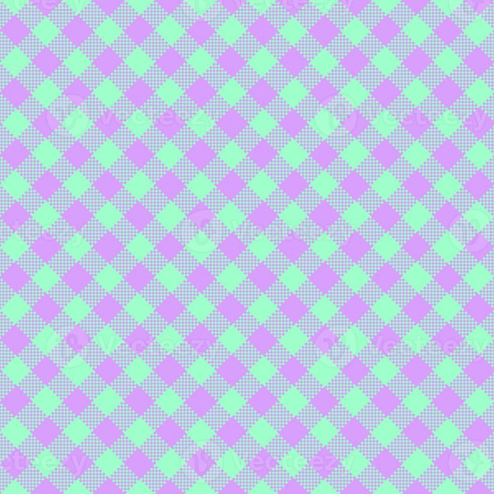 Gingham Pattern. Seamless aquamarine lilac plum classic diagonal check pattern. Good for towels, blankets, skirts, napkins, gift paper. photo