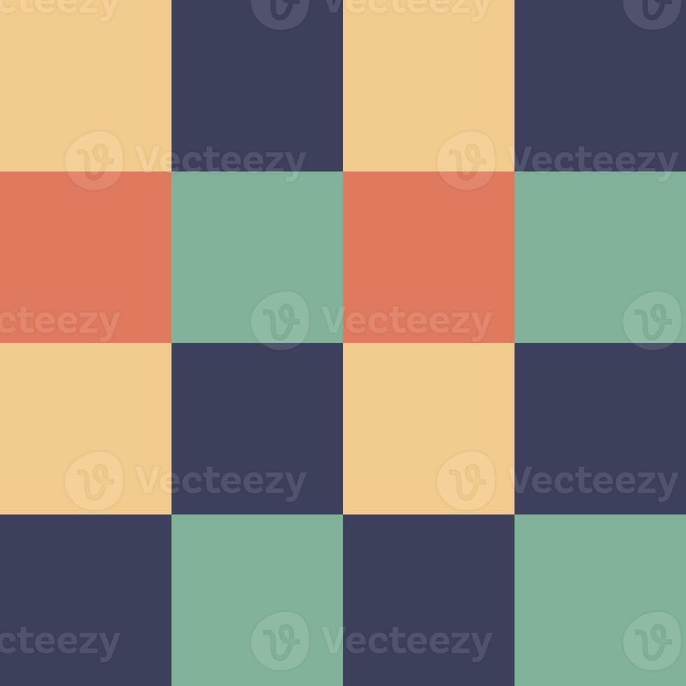 Yellow Orange Green Black Large Seamless French Checkered Pattern. Big Colorful Fabric Check Pattern Background. Classic Checker Pattern Design Texture. photo