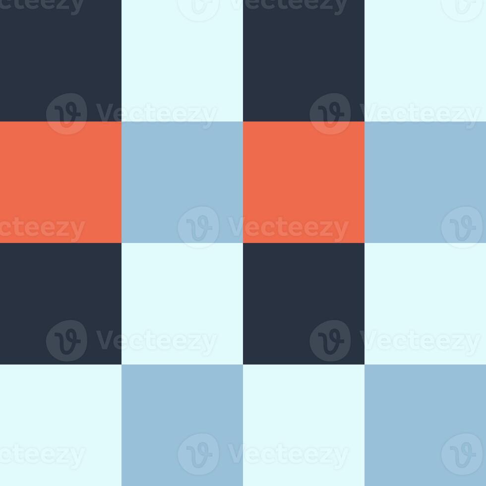 Black Orange Gray Blue Large Seamless French Checkered Pattern. Big Colorful Fabric Check Pattern Background. Classic Checker Pattern Design Texture. photo