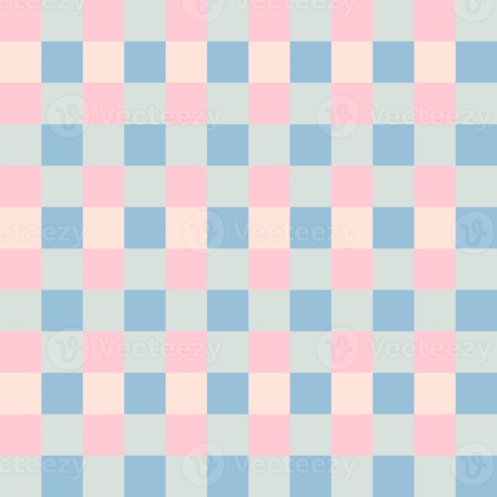 Pink Gray Peach Blue Seamless French Checkered Pattern. Colorful Fabric Check Pattern Background. Classic Checker Pattern Design Texture. photo