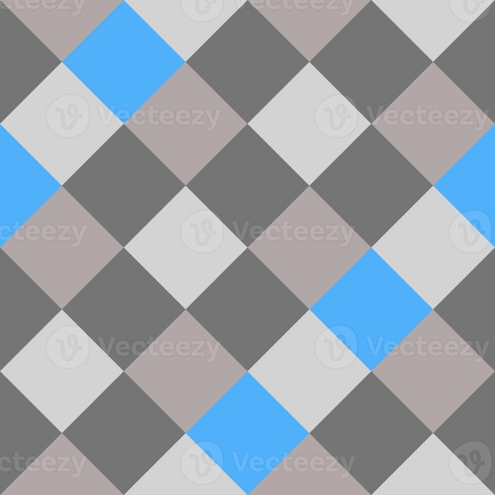 Blue Gray Large Diagonal Seamless French Checkered Pattern. Big Inclined Colorful Fabric Check Pattern Background. 45 degrees Classic Checker Pattern Design Texture. photo