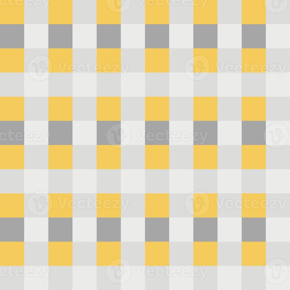 Yellow Gray White Seamless French Checkered Pattern. Colorful Fabric Check Pattern Background. Classic Checker Pattern Design Texture. photo