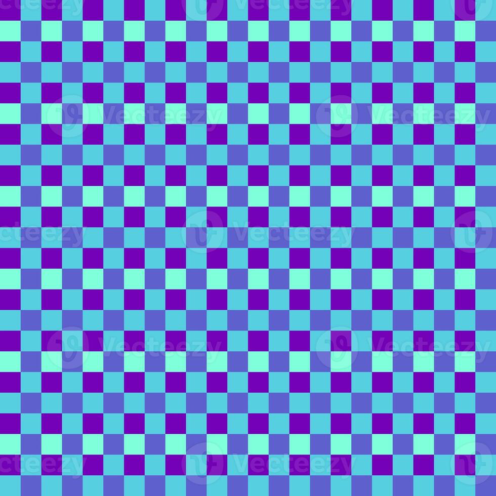 Purple Light Sky Blue Seamless Small French Checkered Pattern. Little Colorful Fabric Check Pattern Background. Classic Checker Pattern Design Texture. photo