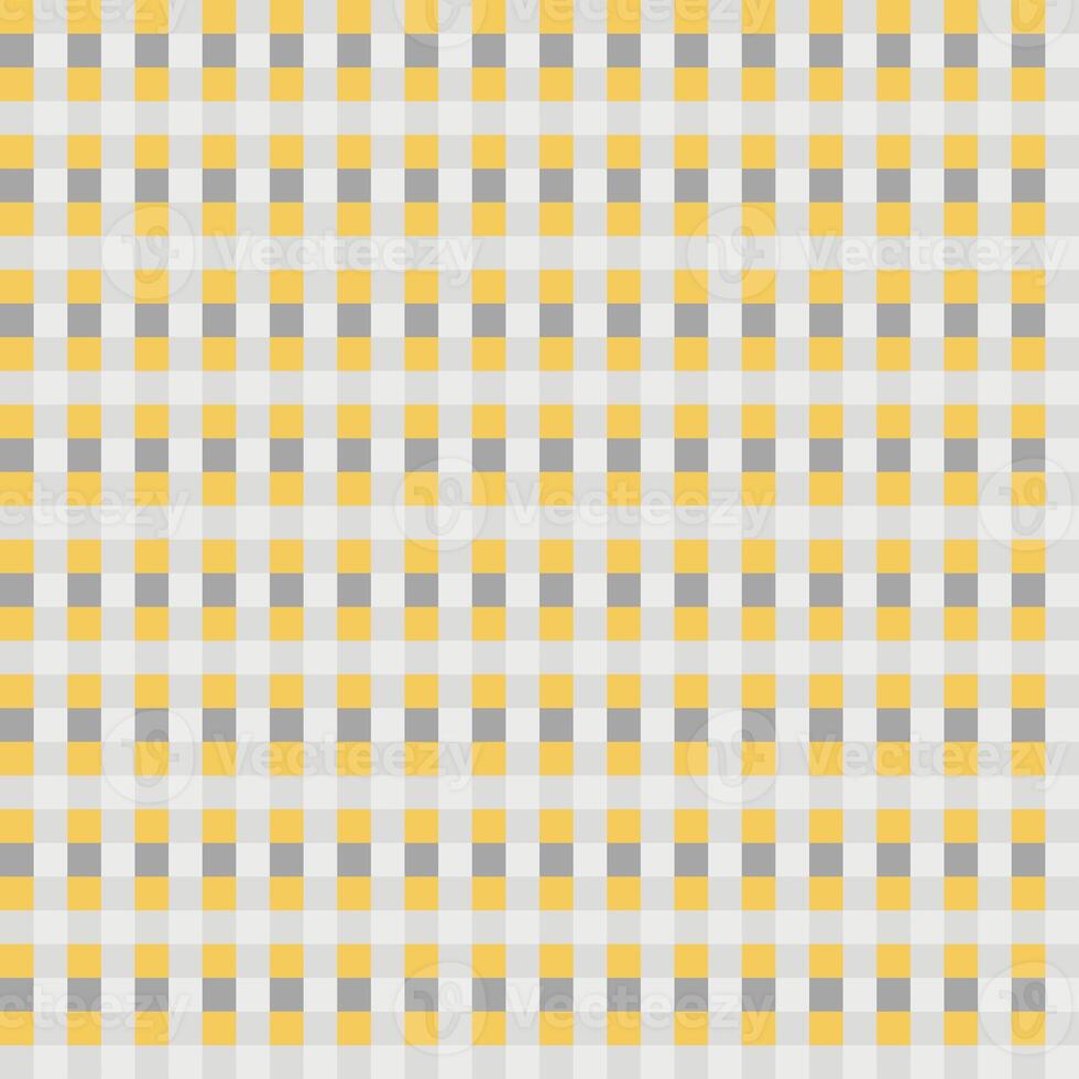Yellow Gray White Seamless Small French Checkered Pattern. Little Colorful Fabric Check Pattern Background. Classic Checker Pattern Design Texture. photo