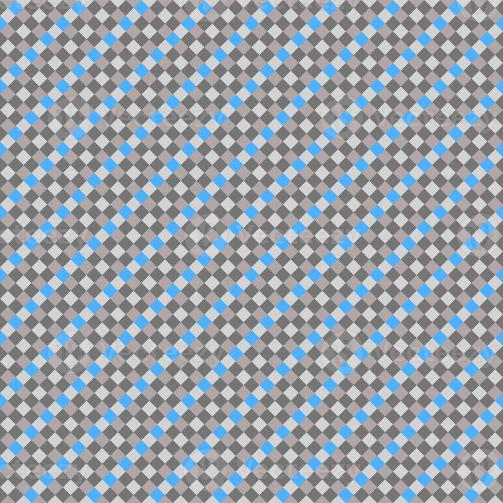 Blue Gray Seamless Small Diagonal French Checkered Pattern. Little Inclined Colorful Fabric Check Pattern Background. 45 degrees Classic Checker Pattern Design Texture. photo