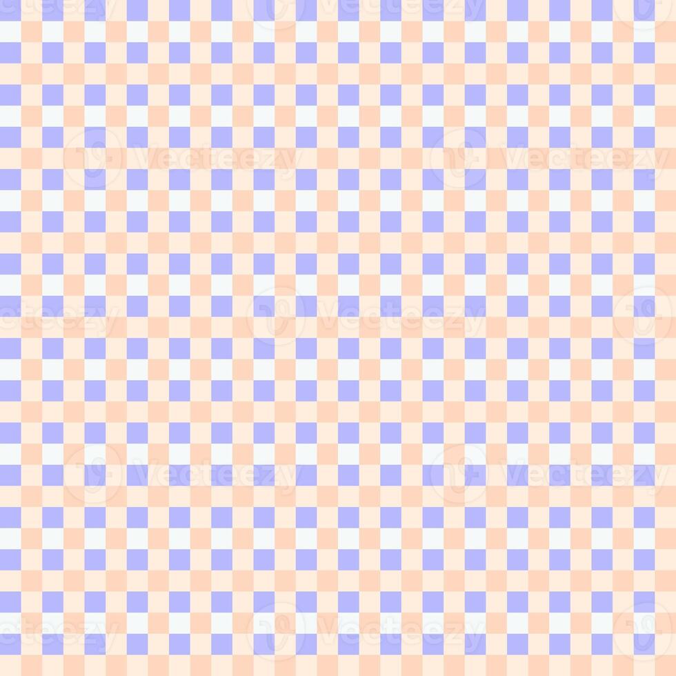 Lilac White Peach Seamless Small French Checkered Pattern. Little Colorful Fabric Check Pattern Background. Classic Checker Pattern Design Texture. photo