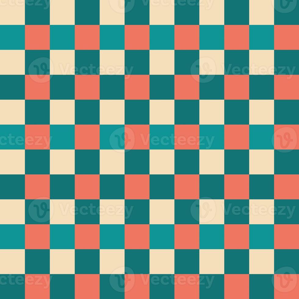 Yellow Green Red Seamless French Checkered Pattern. Colorful Fabric Check Pattern Background. Classic Checker Pattern Design Texture. photo