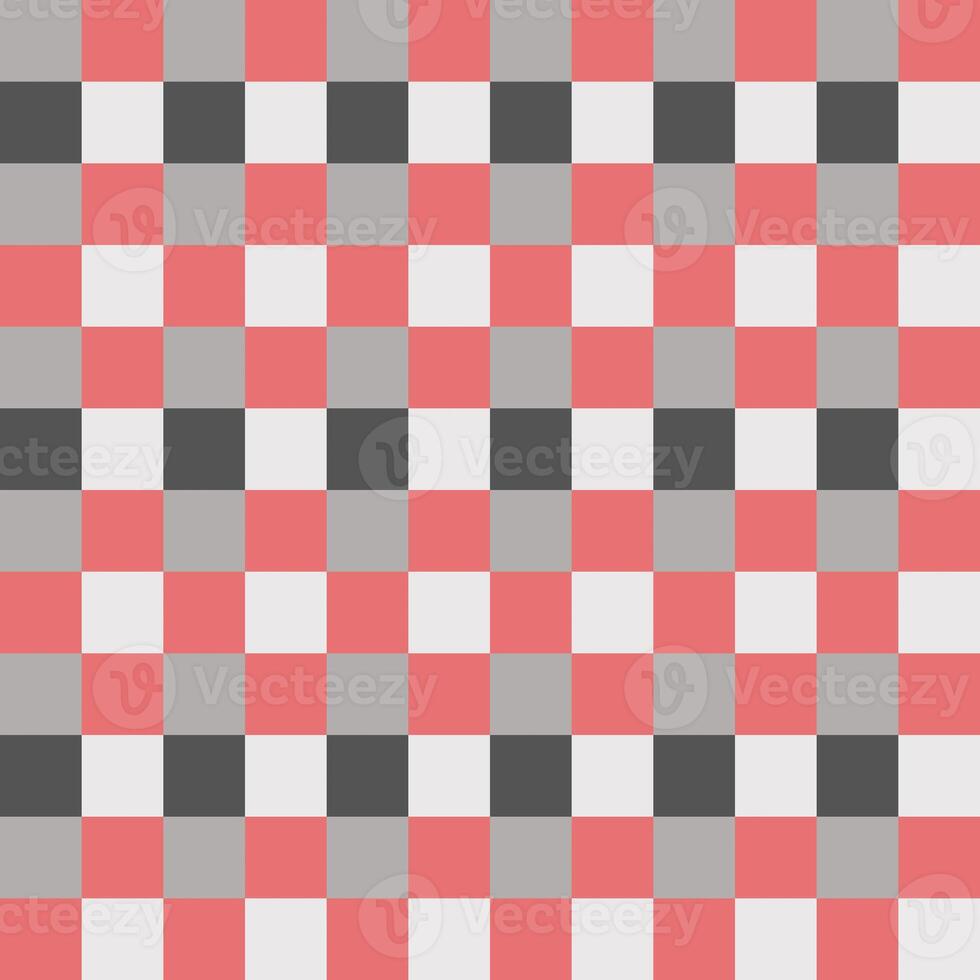 Red Gray White Seamless French Checkered Pattern. Colorful Fabric Check Pattern Background. Classic Checker Pattern Design Texture. photo