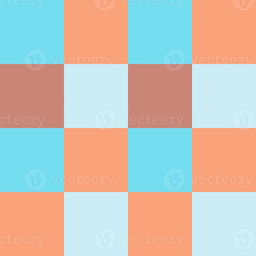 Blue Brown Large Seamless French Checkered Pattern. Big Colorful Fabric Check Pattern Background. Classic Checker Pattern Design Texture. photo