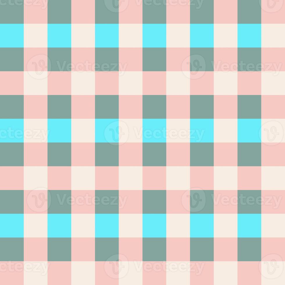 Pink Blue Gray Seamless French Checkered Pattern. Colorful Fabric Check Pattern Background. Classic Checker Pattern Design Texture. photo