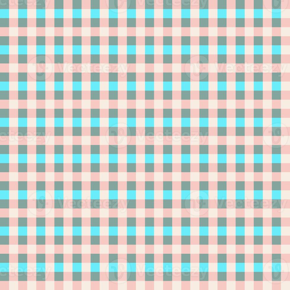 Pink Blue Gray Seamless Small French Checkered Pattern. Little Colorful Fabric Check Pattern Background. Classic Checker Pattern Design Texture. photo