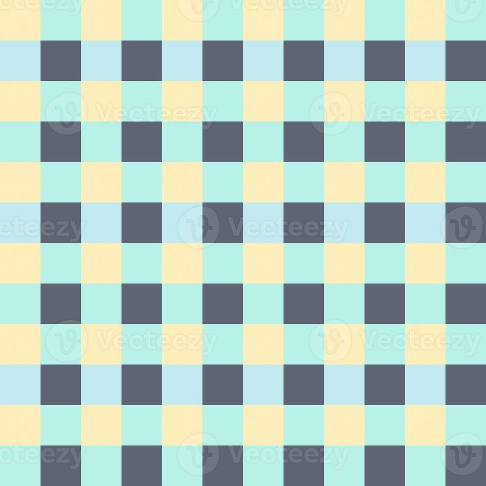 Yellow Gray Light Green Blue Seamless French Checkered Pattern. Colorful Fabric Check Pattern Background. Classic Checker Pattern Design Texture. photo