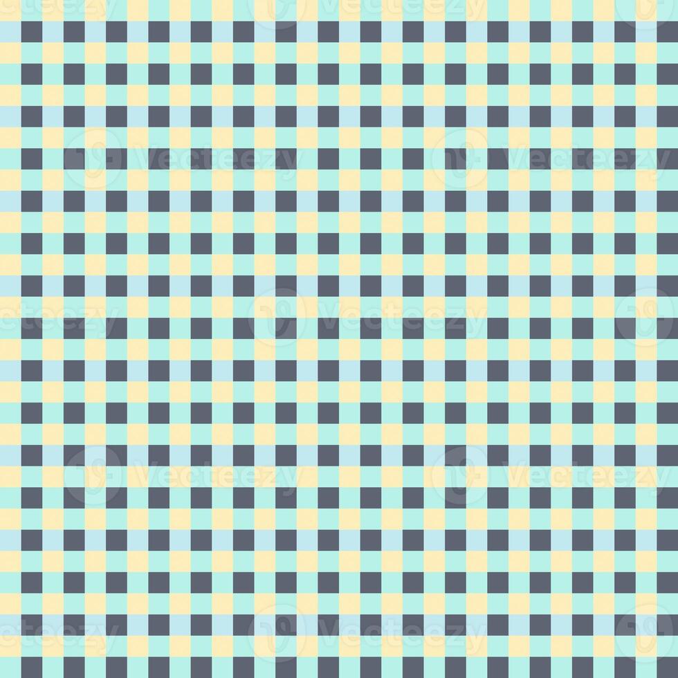 Yellow Gray Light Green Blue Seamless Small French Checkered Pattern. Little Colorful Fabric Check Pattern Background. Classic Checker Pattern Design Texture. photo