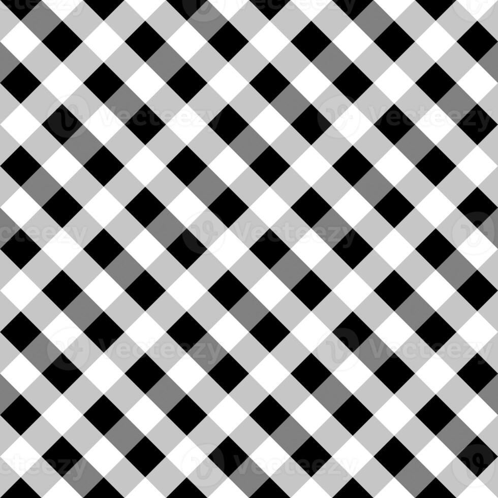 Black White Seamless Diagonal French Checkered Pattern. Inclined Colorful Fabric Check Pattern Background. 45 degrees Classic Checker Pattern Design Texture. photo