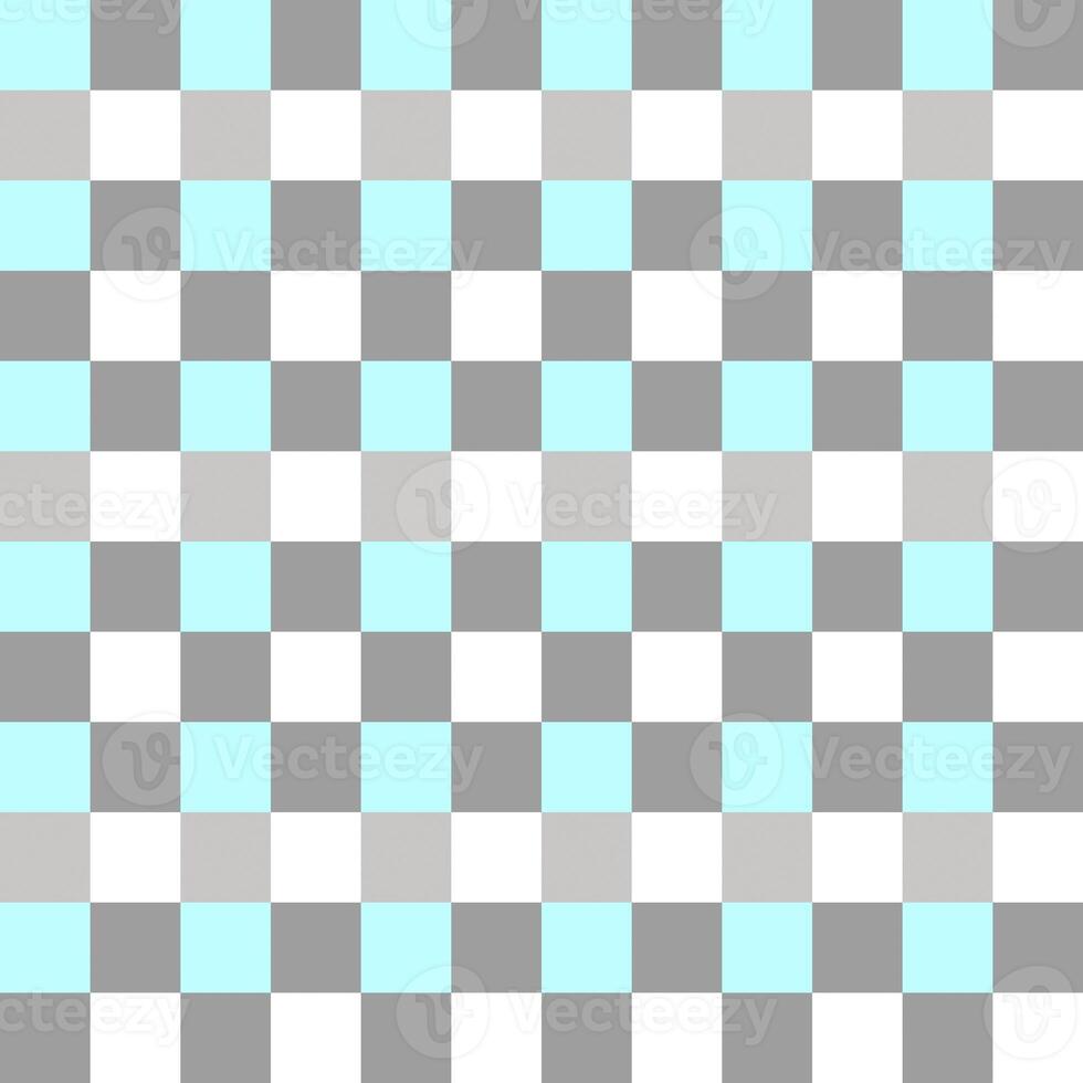 Gray Sky Blue White Seamless French Checkered Pattern. Colorful Fabric Check Pattern Background. Classic Checker Pattern Design Texture. photo