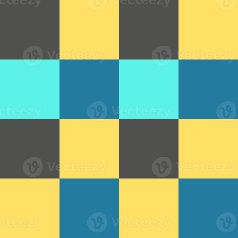 Yellow Gray Sky Blue Large Seamless French Checkered Pattern. Big Colorful Fabric Check Pattern Background. Classic Checker Pattern Design Texture. photo