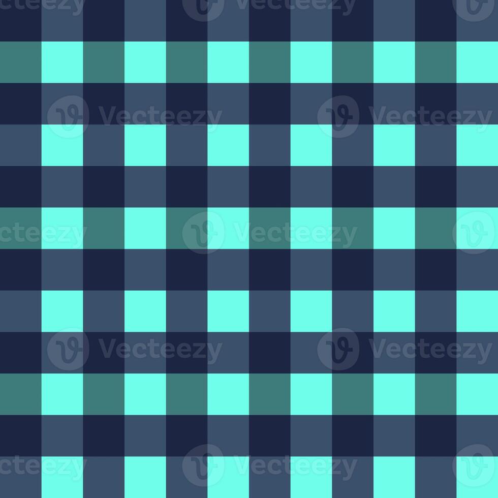 Turquoise Navy Blue Seamless French Checkered Pattern. Colorful Fabric Check Pattern Background. Classic Checker Pattern Design Texture. photo