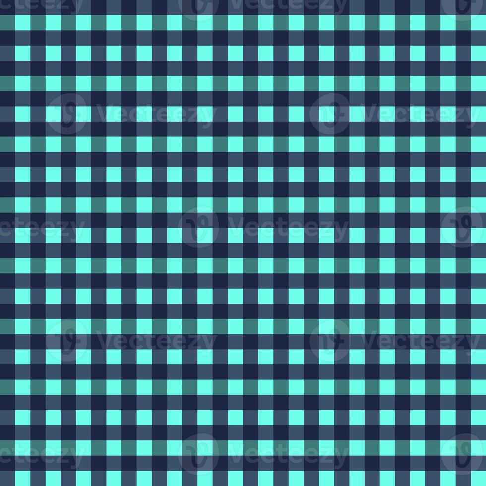 Turquoise Navy Blue Seamless Small French Checkered Pattern. Little Colorful Fabric Check Pattern Background. Classic Checker Pattern Design Texture. photo