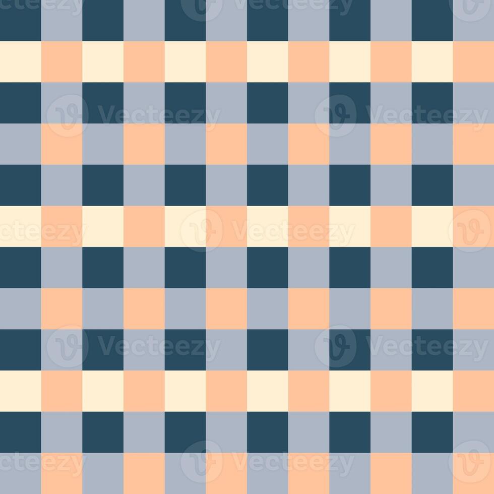 Peach Gray Raven Black Beige Seamless French Checkered Pattern. Colorful Fabric Check Pattern Background. Classic Checker Pattern Design Texture. photo